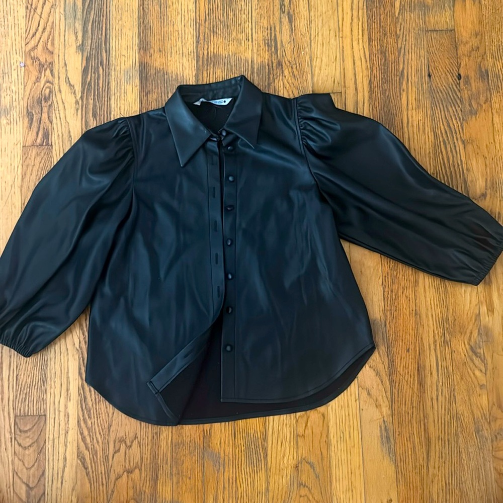 Zara faux leather shirt